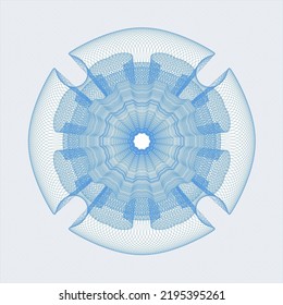 Light blue rosette. Linear Illustration. Vector, Detailed. 