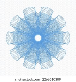 Light blue rosette. Linear Illustration. Vector, Detailed. 