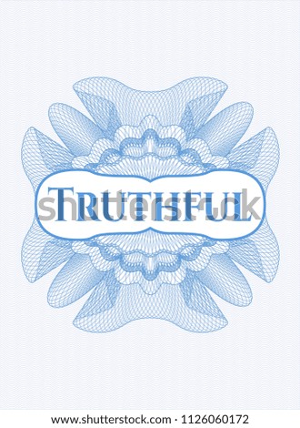 Light blue rosette. Linear Illustration with text Truthful inside