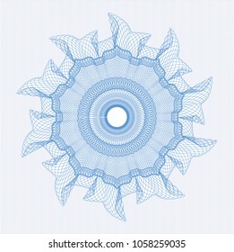Light blue rosette or money style emblem