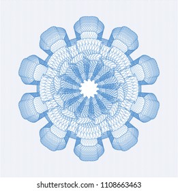 Light blue rosette, money style emblem