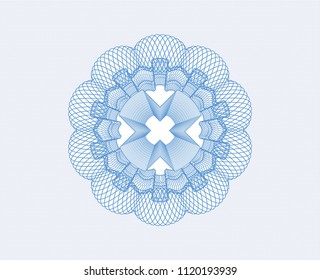 Light blue rosette or money style emblem