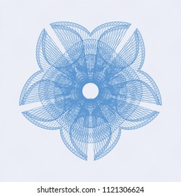 Light blue rosette or money style emblem