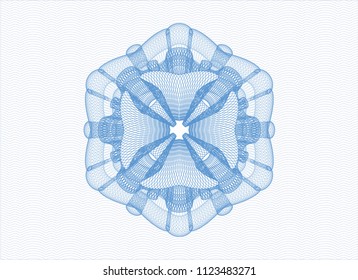 Light blue rosette or money style emblem