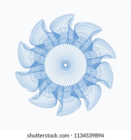 Light blue rosette or money style emblem