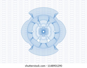 Light blue rosette or money style emblem