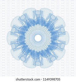 Light blue rosette or money style emblem