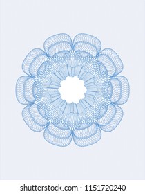 Light blue rosette or money style emblem