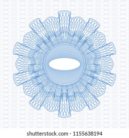 Light blue rosette or money style emblem