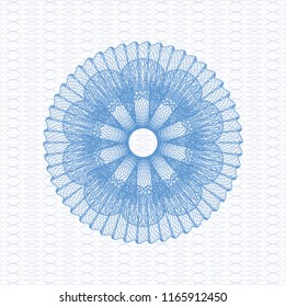 Light blue rosette or money style emblem