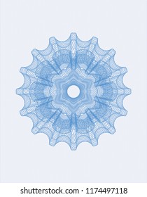 Light blue rosette or money style emblem