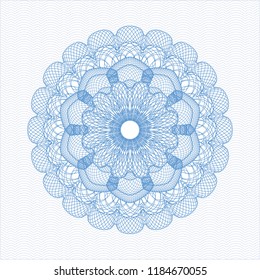 Light blue rosette or money style emblem