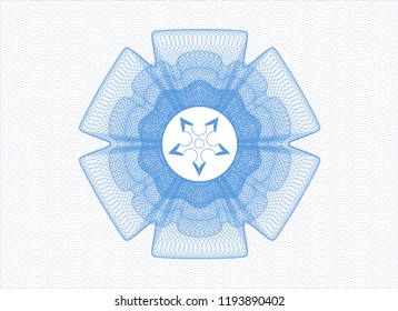 Light blue rosette (money style emblem) with ninja star icon inside
