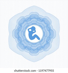 Light blue rosette (money style emblem) with crunch icon inside