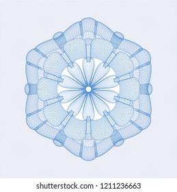 Light blue rosette or money style emblem