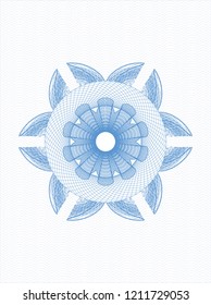 Light blue rosette or money style emblem