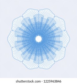 Light blue rosette or money style emblem