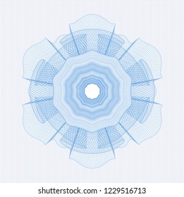 Light blue rosette or money style emblem