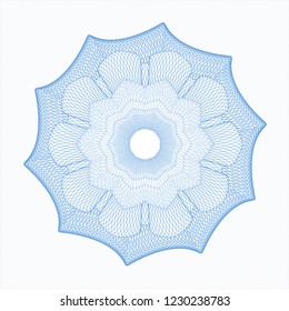 Light blue rosette or money style emblem