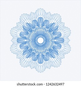 Light blue rosette or money style emblem