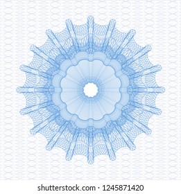 Light blue rosette or money style emblem