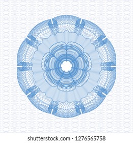 Light blue rosette or money style emblem