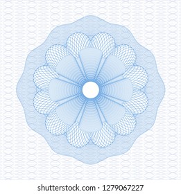 Light blue rosette or money style emblem