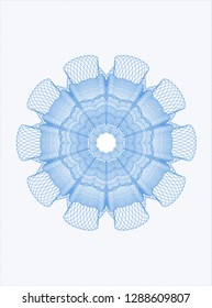 Light blue rosette or money style emblem