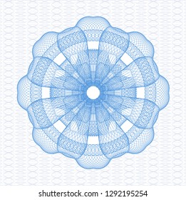 Light blue rosette or money style emblem