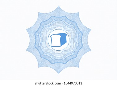 Light blue rosette (money style emblem) with bread icon inside