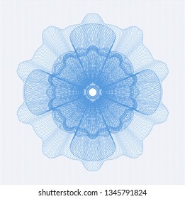 Light blue rosette or money style emblem