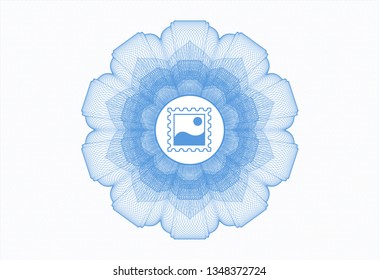 Light blue rosette (money style emblem) with picture icon inside