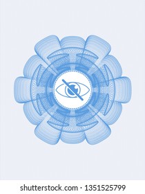 Light blue rosette (money style emblem) with blind icon inside