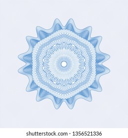 Light blue rosette or money style emblem