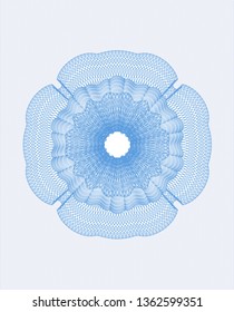 Light blue rosette or money style emblem