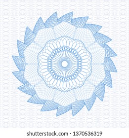 Light blue rosette or money style emblem