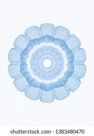 Light blue rosette or money style emblem. Vector Illustration. Detailed.