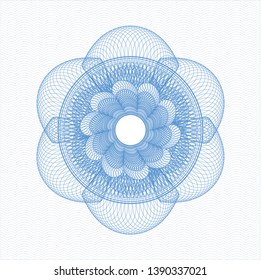 Light blue rosette or money style emblem. Vector Illustration. Detailed.
