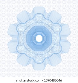 Light blue rosette or money style emblem. Vector Illustration. Detailed.