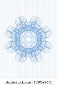 Light blue rosette or money style emblem. Vector Illustration. Detailed.