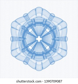 Light blue rosette (money style emblem). Vector Illustration. Detailed.