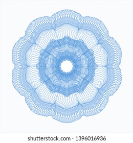 Light blue rosette or money style emblem. Vector Illustration. Detailed.
