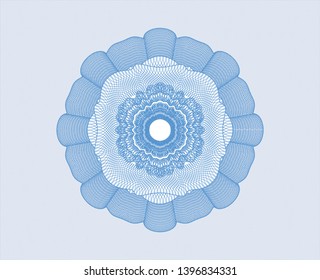 Light blue rosette or money style emblem. Vector Illustration. Detailed.