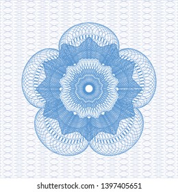 Light blue rosette or money style emblem. Vector Illustration. Detailed.