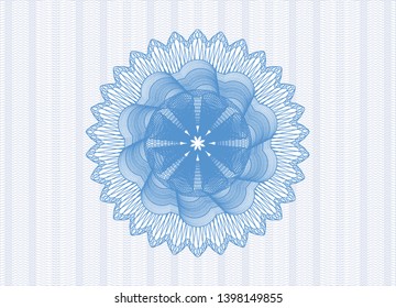 Light blue rosette (money style emblem). Vector Illustration. Detailed.