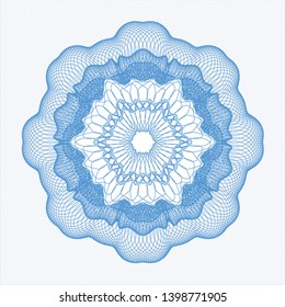 Light blue rosette or money style emblem. Vector Illustration. Detailed.