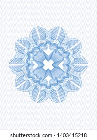 Light blue rosette or money style emblem. Vector Illustration. Detailed.