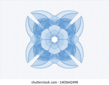 Light blue rosette (money style emblem). Vector Illustration. Detailed.