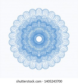 Light blue rosette or money style emblem. Vector Illustration. Detailed.