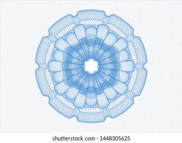 Light blue rosette or money style emblem. Vector Illustration. Detailed.